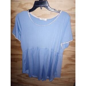 Zenana Baby Blue NWOT Babydoll Top XL